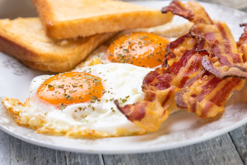 Fried eggs and bacon