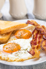 Fried eggs and bacon