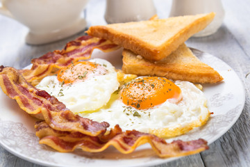 Fried eggs and bacon
