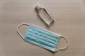 Ear-loop face mask and hand cleansing gel, Safety masks. dust protection respirator and breathing...