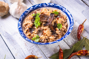 Risotto with mushrooms ande vegetables