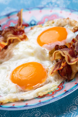 Fried eggs and bacon