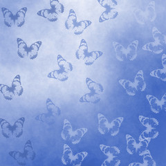 Watercolor on paper with butterfly motif. Abstract spring background.  