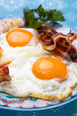 Fried eggs and bacon