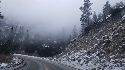 Mountain road in the snow