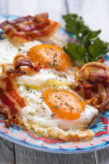Fried eggs and bacon