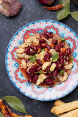 Italian pasta fagioli with kidney beans
