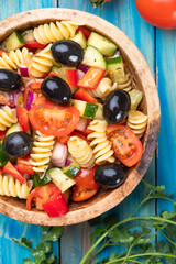 Pasta and fresh vegetables salad