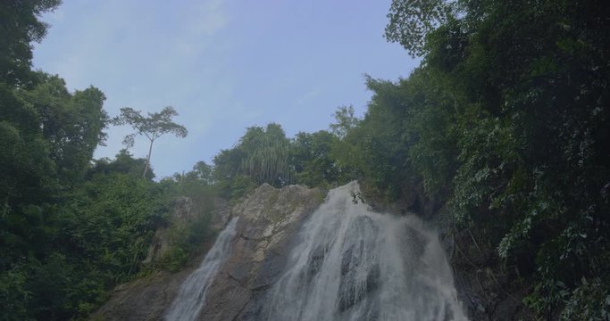 Waterfall Wild Nature in Hidden Place, Thailand, Koh Samui 4K