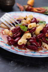 Italian pasta fagioli with kidney beans