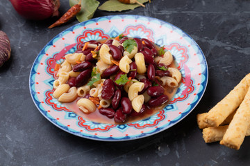 Italian pasta fagioli with kidney beans