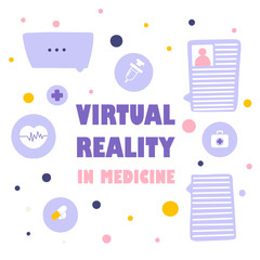 Medicine infographics icons vr, VR medical services flat vector illustration. Infographic element.