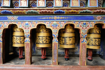 Prayer Wheel in Bhutan Temple