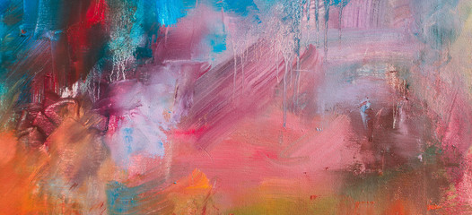 Colorful Abstract oil painting background. Oil on canvas texture. Hand drawn oil painting.Color texture. Fragment of artwork. Brushstrokes of paint. Modern art.