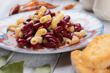 Italian pasta fagioli with kidney beans