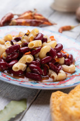 Italian pasta fagioli with kidney beans