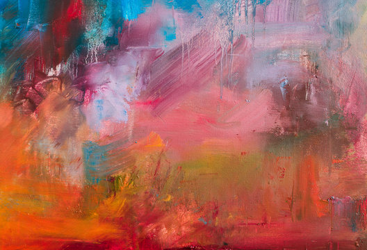 Colorful Abstract oil painting background. Oil on canvas texture. Hand drawn oil painting.Color texture. Fragment of artwork. Brushstrokes of paint. Modern art.