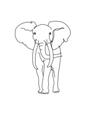 One continuous line drawing, a young elephant was walking looking for something.