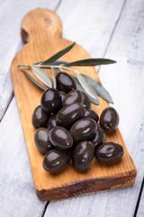 Pickled olives ready to eat, healthy food used in mediterranean cuisines