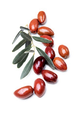 Greek kalamata olives isolated on white