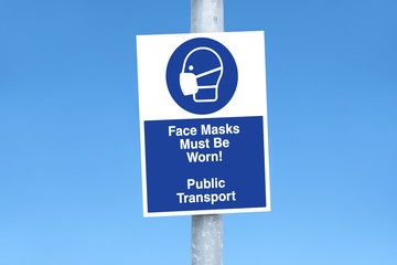 Public transport face mask must be worn sign