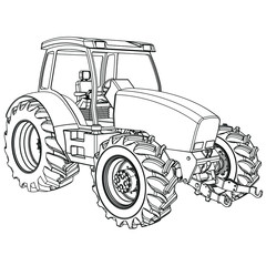 Farm Tractor concept in outline. Machines for the farm work.