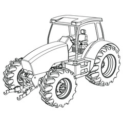 Farm Tractor concept in outline. Machines for the farm work.