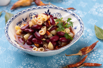 Italian pasta fagioli with kidney beans