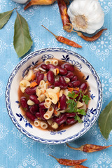 Italian pasta fagioli with kidney beans