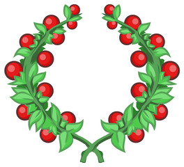 Fototapeta premium Laurel Wreath Berries Cartoon