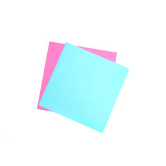 Horizontal photo. Sheets of paper are arranged one after another on a white background. Pastel light colors, pink and blue. Design business concept Empty copy text for Web banners. Lay up. Mock up
