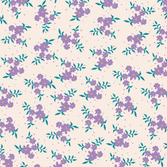 Floral bouquet vector pattern with small flowers and leaves, Elegant template for fashion prints