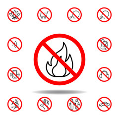 Forbidden fire icon. set can be used for web, logo, mobile app, UI, UX