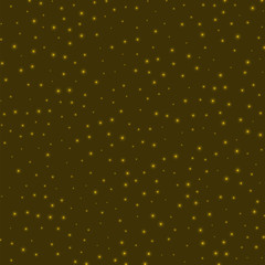 Starry background. Stars evenly scattered on yellow background. Amazing glowing space cover. Modern vector illustration.