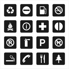 No parking, hospital, phone, restaurant, not smoking sign symbol icon logo vector design template