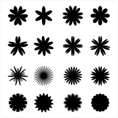 Sets icon flowers silhouette nature concept