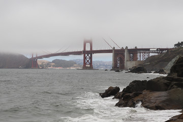 Golden Gate Bridge in clouds