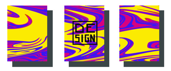 set of colorful blue and yellow geometric liquid banners. vector graphic.	
