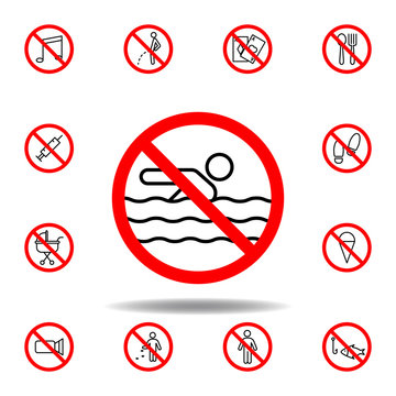 Forbidden swim icon. set can be used for web, logo, mobile app, UI, UX