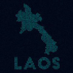 Laos tech map. Country symbol in digital style. Cyber map of Laos with country name. Awesome vector illustration.