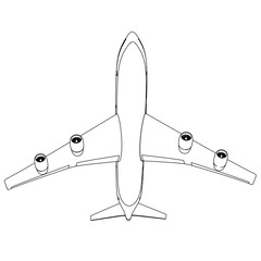 Airplane lines illustration. Abstract vector aircraft on the white background