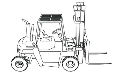 Forklift outline vector. Special machines for the building work.
