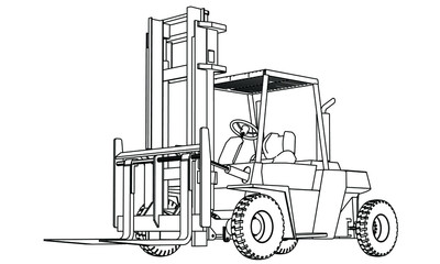 Forklift outline vector. Special machines for the building work.
