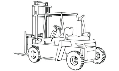 Forklift outline vector. Special machines for the building work.