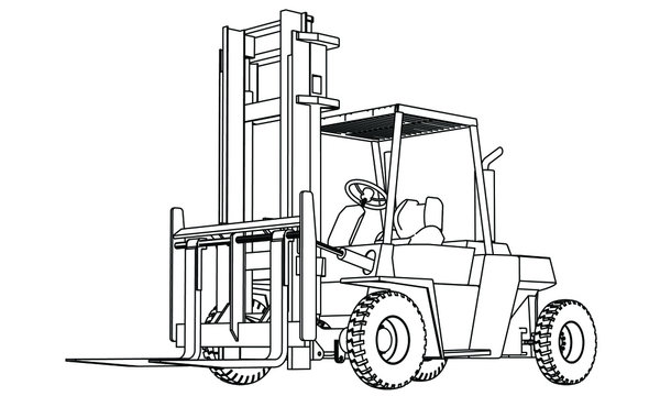 black and white forklift outline clip art preview
