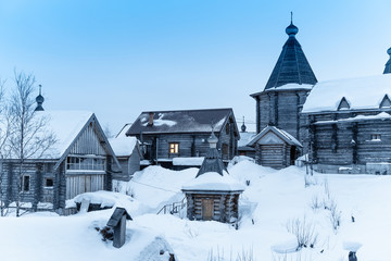 ancient wooden monastery in the Arctic circle