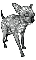 Chihuahua dog walking polygonal lines illustration. Abstract vector dog on the white background