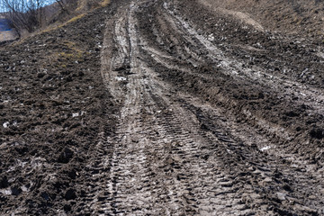 Traces of cars on the road