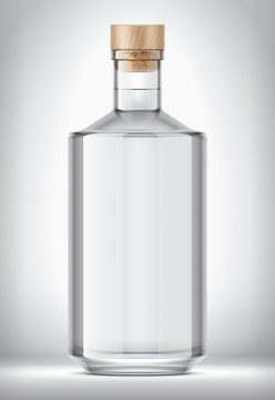 Glass bottle with Cork on Background. 
