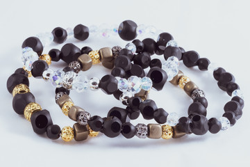 beautiful, colorful handmade bracelets of natural stones and crystals
